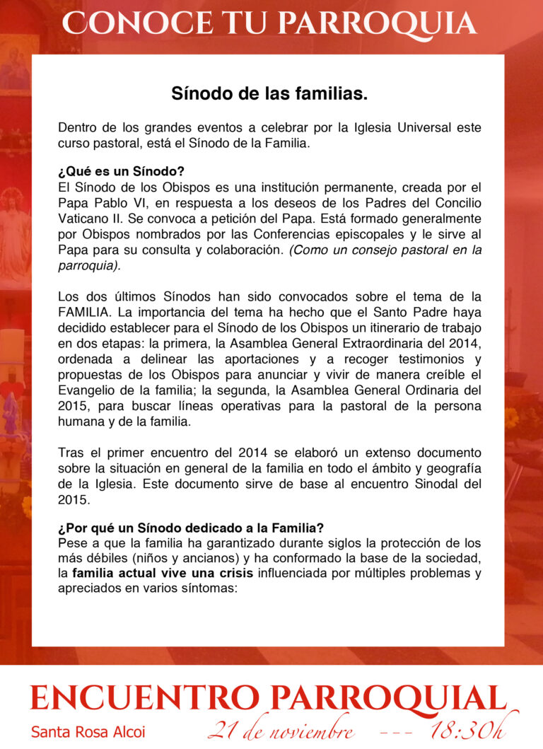 Conoce tu parroquia – Sínodo de la Familia