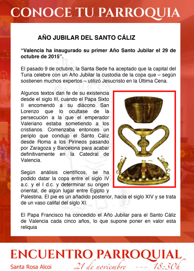 Conoce tu parroquia – Adoración del Santo Caliz