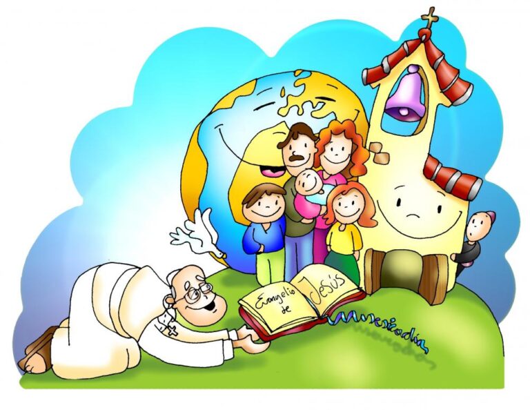 Il·lustració: el papa i un grup de persones escolten la Paraula de Déu